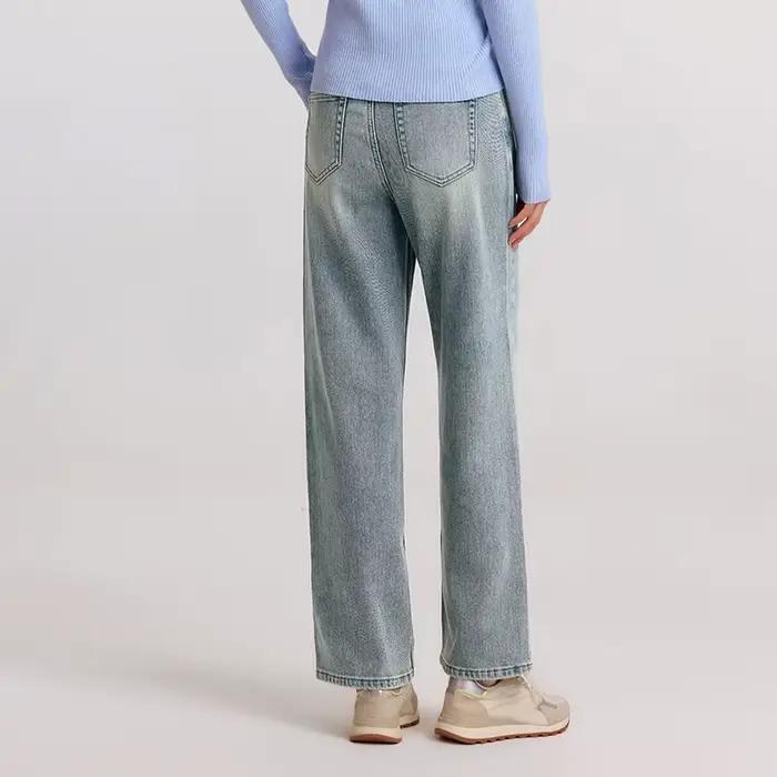 SEMIR-Jean Confortable à Jambes Larges pour Femme, Pantalon Effiloché, FjDenim, Nouvelle Collection