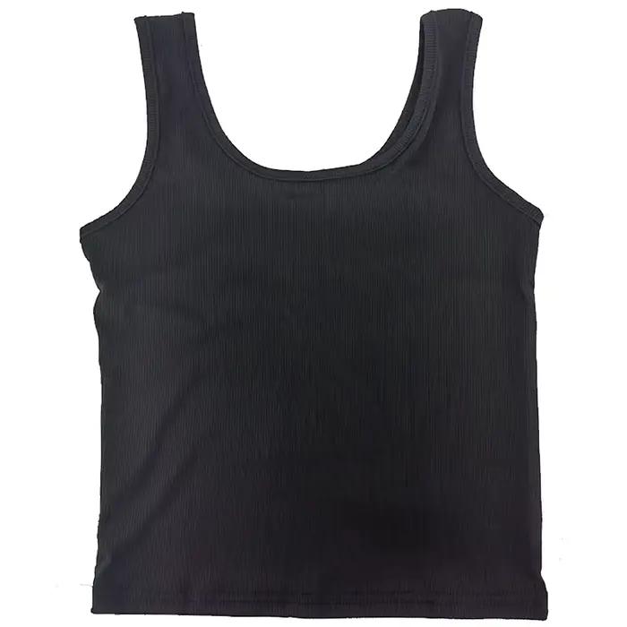 JAMAICA-Camisole noire à glaçure pour femmes, haut court, t-shirt décontracté, col en fibre, sexy, é