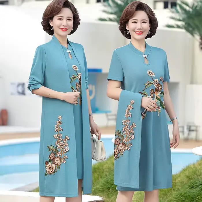 Robe deux pièces coupe-vent pour mère, robe de mariée, manteau de printemps pour femmes d'âge moyen