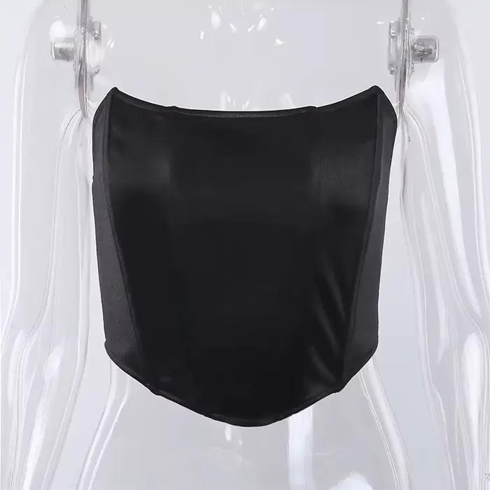Corset Sexy en velours sans manches, épaules dénudées, mode, haut court, gilet, sous-vêtements fémin