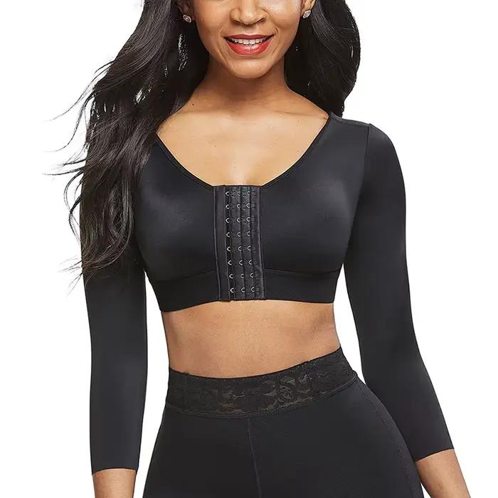 Soutien-gorge push-up post-opératoire pour femme, manches de compression, amincissant, fermeture ava