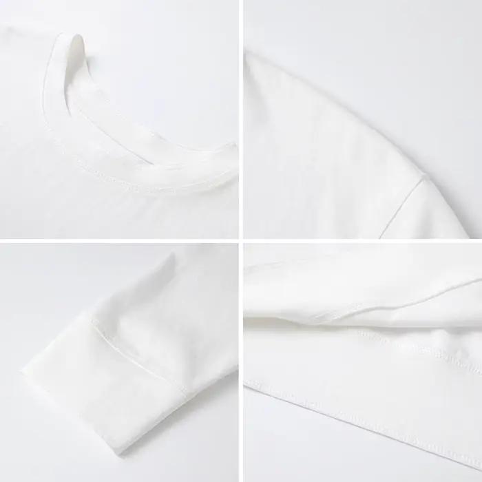 T-shirt en coton blanc pour femme VIMLY, collection Printemps 2026, col rond, manches longues, coupe