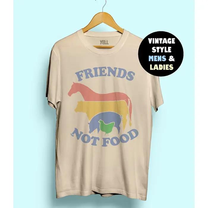T-shirt Vintage, humoristique et humoristique, avec amis, Not Food, cadeau pour végétalien
