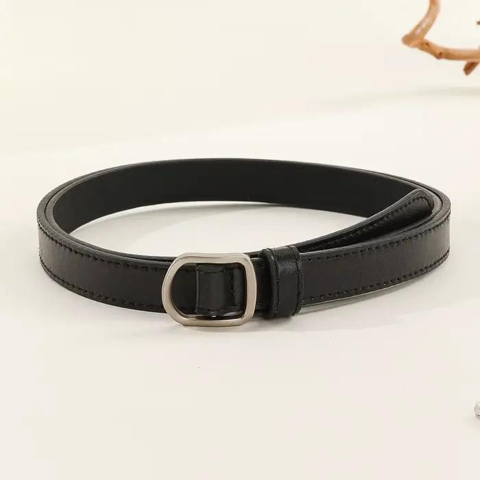 Ceinture paresseuse décontractée Simple perforée pour femmes, associée à des jeans, ceinture en cuir