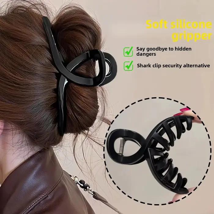 Pinces à cheveux en Silicone souple pour femmes, grande croix sûre de 13cm, haute élasticité, poigné