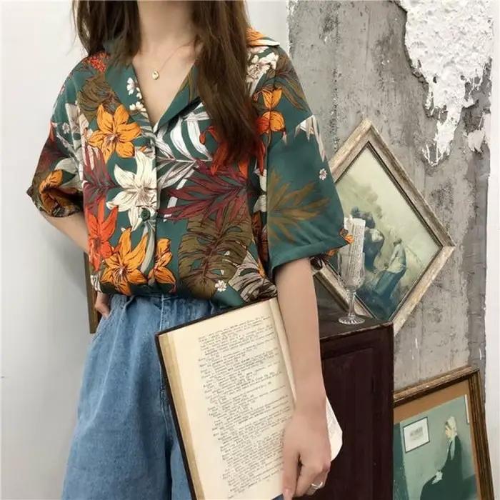 Chemise Vintage à Fleurs pour Femme, Col Rabattu, Chic, Rétro, Différentes Couleurs, Loisirs, Demi M