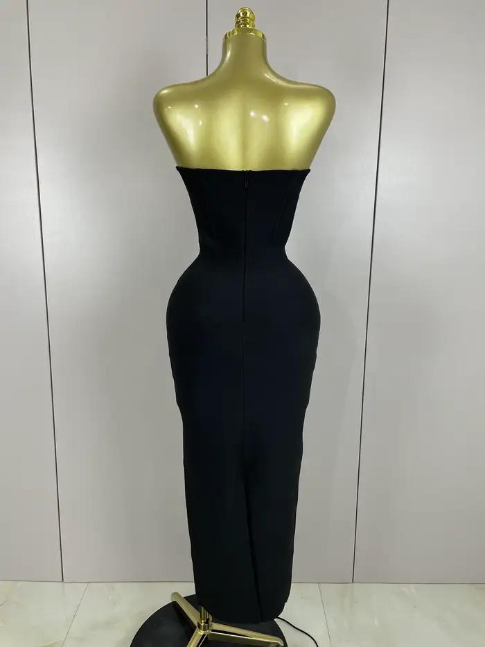 2025 femmes Sexy bretelles brillant strass moulante pansement longue robe mode célébrer soirée luxe