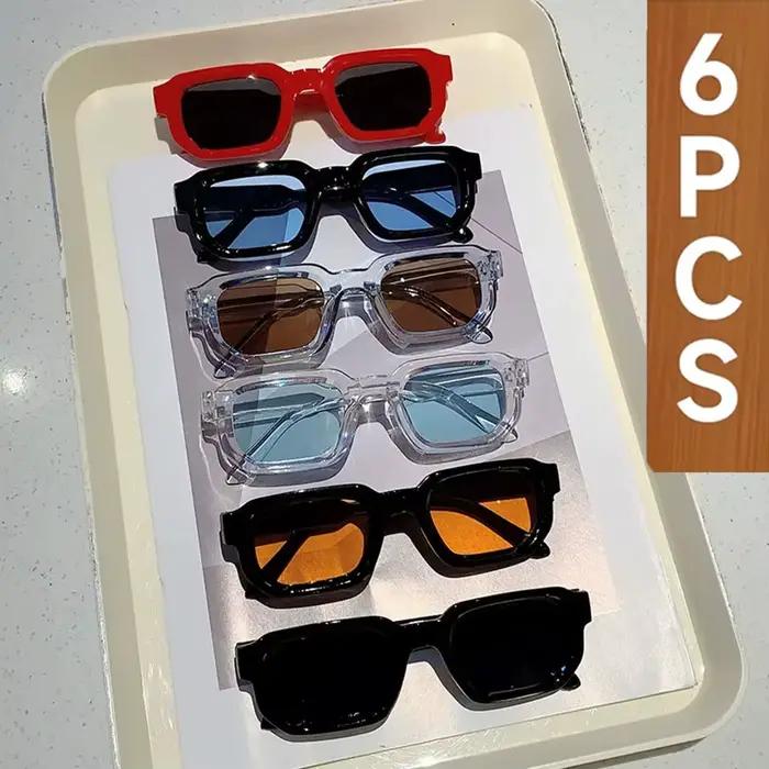 6 pièces/ensemble femmes Vintage Rectangle cadre lunettes de soleil mode rétro lunettes de soleil ma