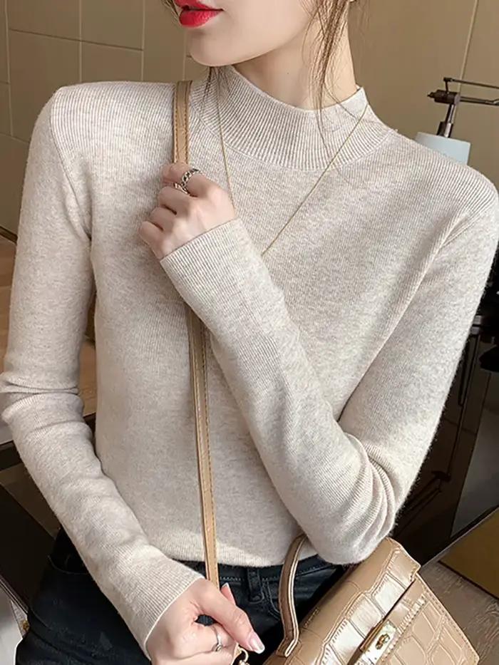 Pull col roulé AOSSVIAO pour femme, nouvelle collection 2026, hauts extensibles, pulls tricotés à ma