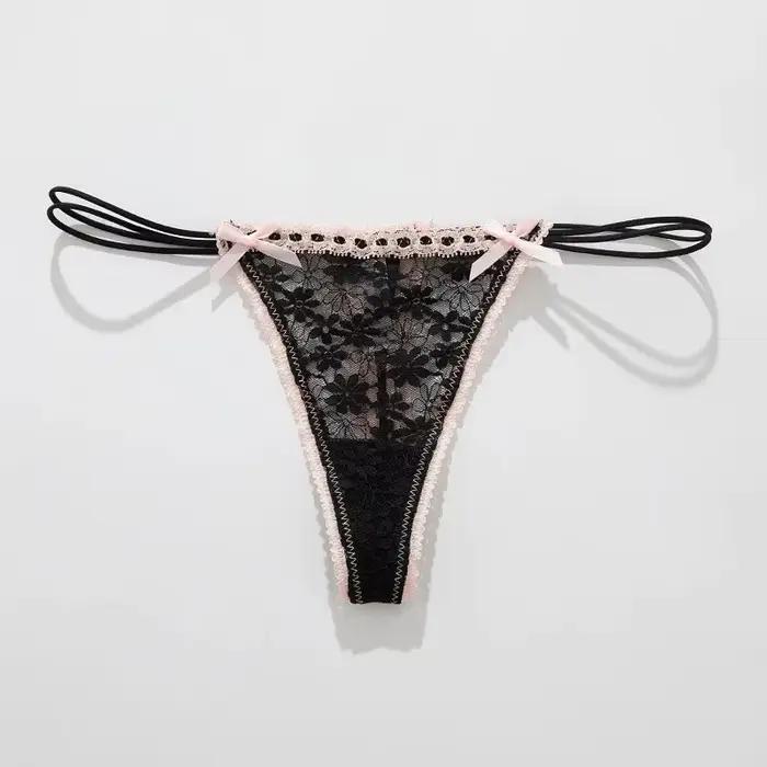 Culottes en dentelle à nœud, lingerie sexy pour femme, tenue quotidienne à la maison, strings unis,