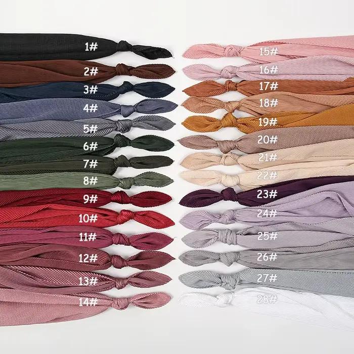 Écharpe carrée plissée solide pour femmes, hijab musulman, écharpe injsauna en satin, enveloppes isl