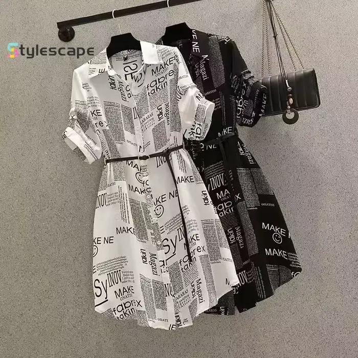 Robe imprimée lettre enveloppée pour femme, col polo à la taille, réduction de l'âge français, régla