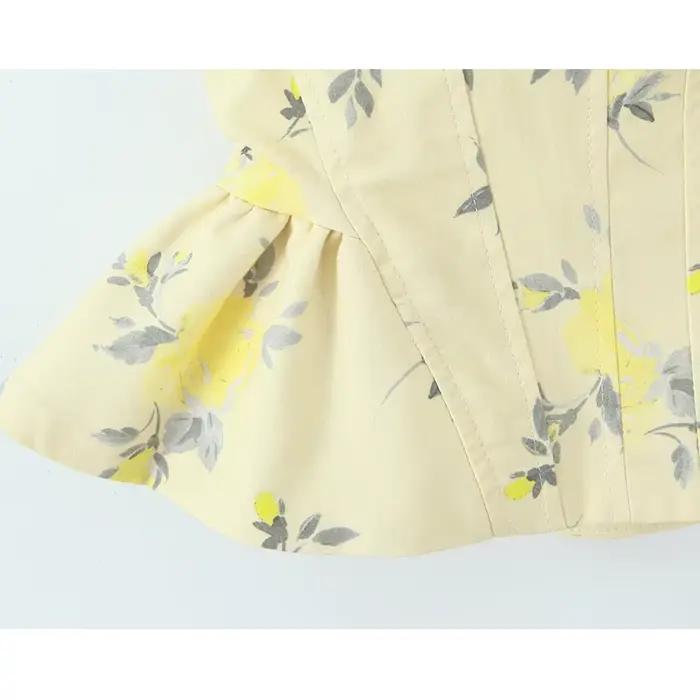 Nouveau Top Corset Chic et Élégant, Dos Nu, Court, Style Cami, Imprimé Floral, Tendance Été 2026, Se