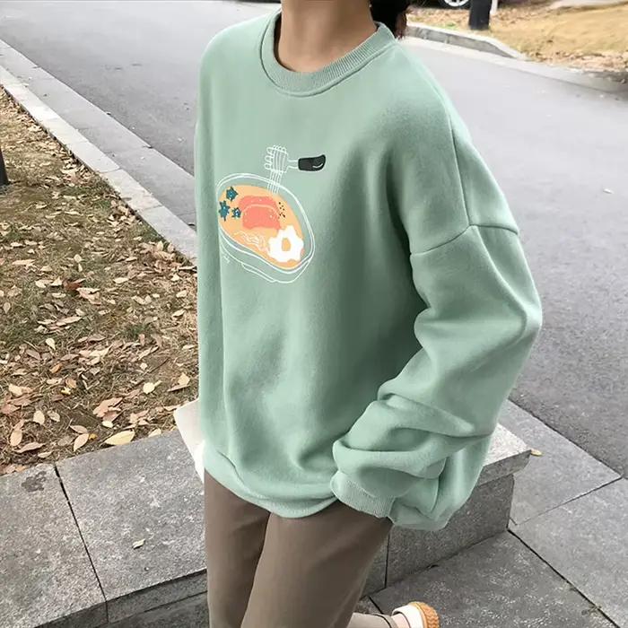 Sweat-shirt à manches longues PVD pour femmes, pulls de style preppy, haut sans chapeau, sweats à ca