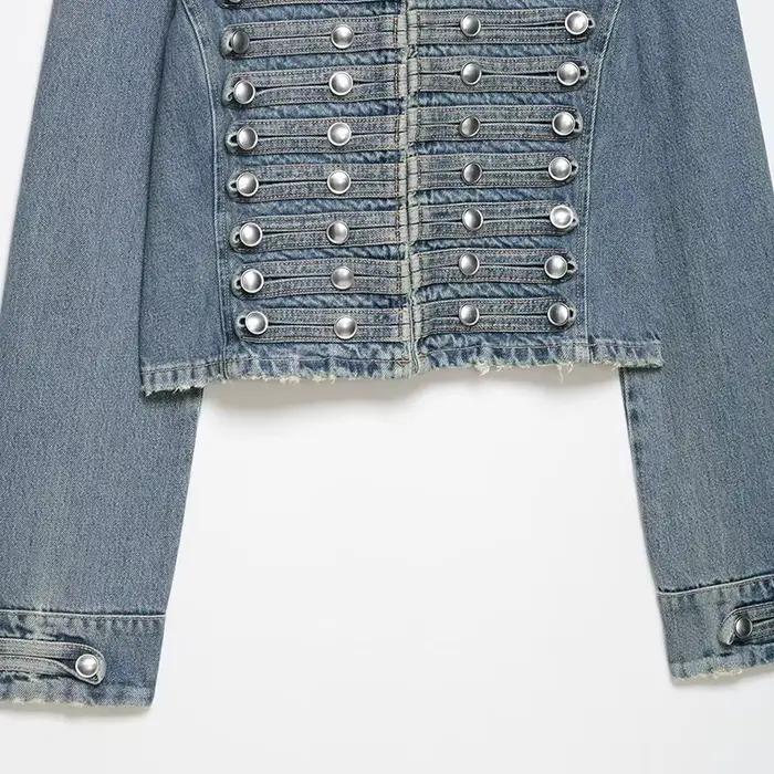 Veste en jean décontractée pour femme NLZGMSJ, collection Printemps 2026, à manches longues, col mon
