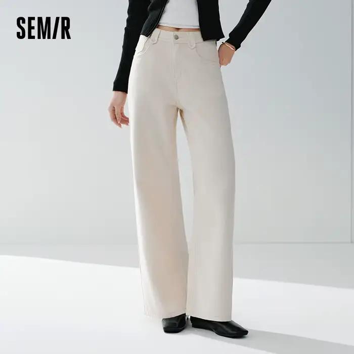 Semir rétro jean femmes 2026 printemps Lyocell mélange jambe large longueur de plancher hanche couvr