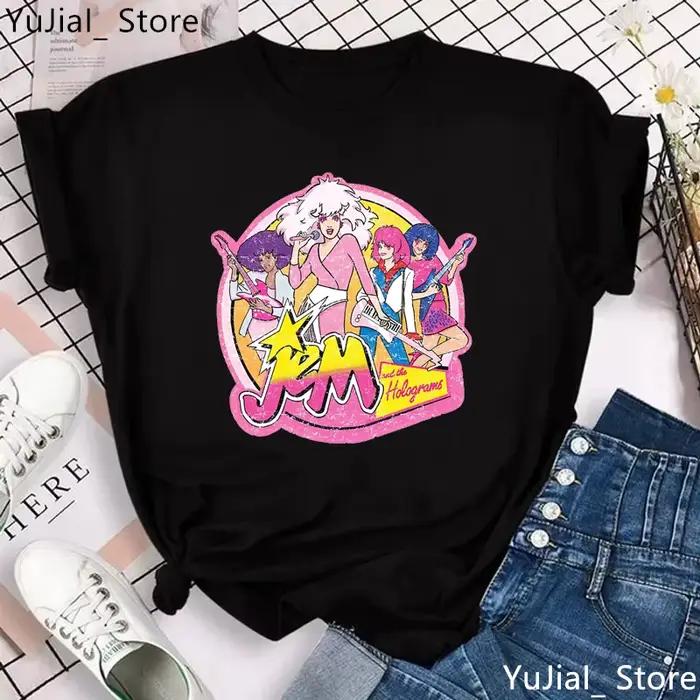 Jem et les hologrammes graphique imprimé T-Shirt filles été hauts à la mode T-Shirt femmes gris/vert