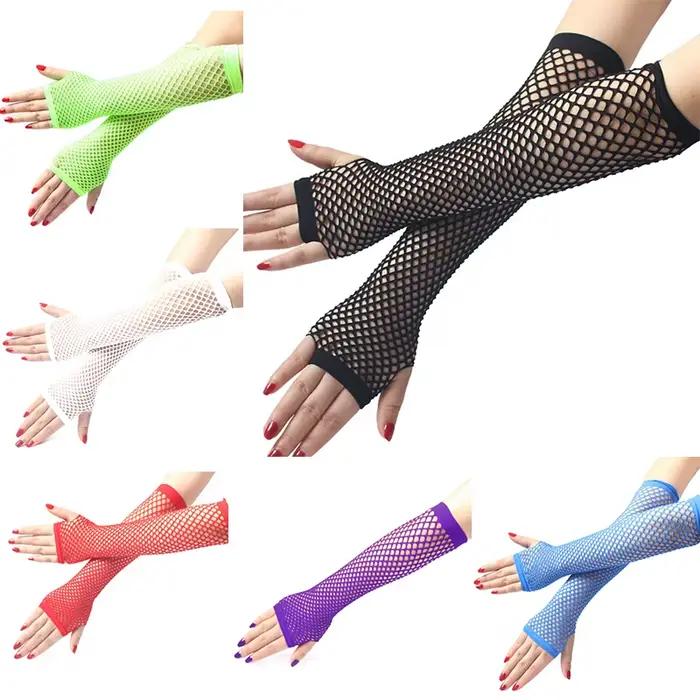 Femmes mode néon résille sans doigts longs gants jambe bras manchette tenue de fête déguisement pour