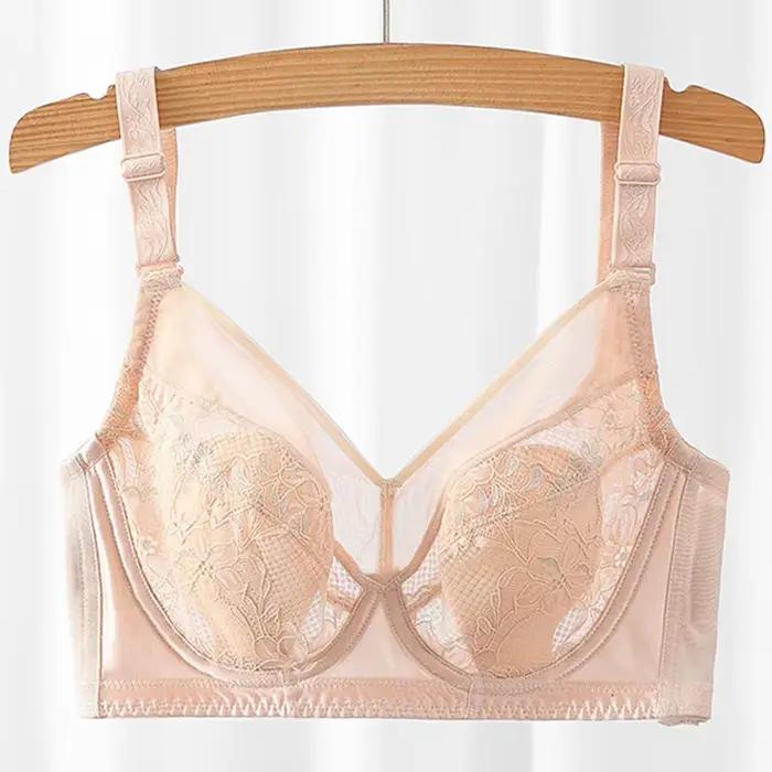 Soutien-gorge à armatures en dentelle pour femmes, soutien-gorge à couverture complète, fil souple,