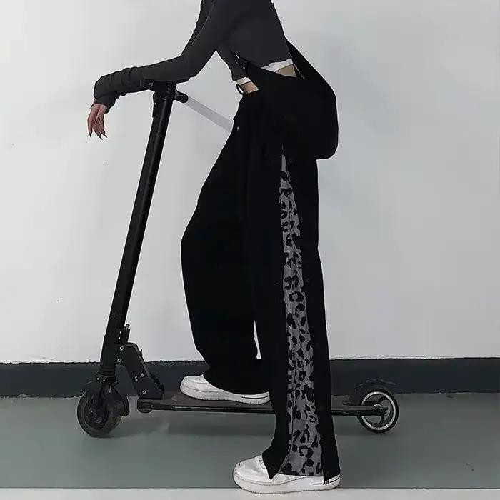 Pantalon à Jambes Larges pour Femme, lèvent, artificiel astique, Taille, Style Coréen, Slim, Assress