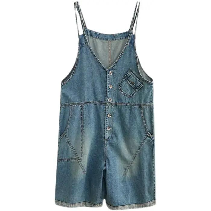 Salopette en jean d'été ample grande taille pour femmes, combinaisons surdimensionnées décontractées