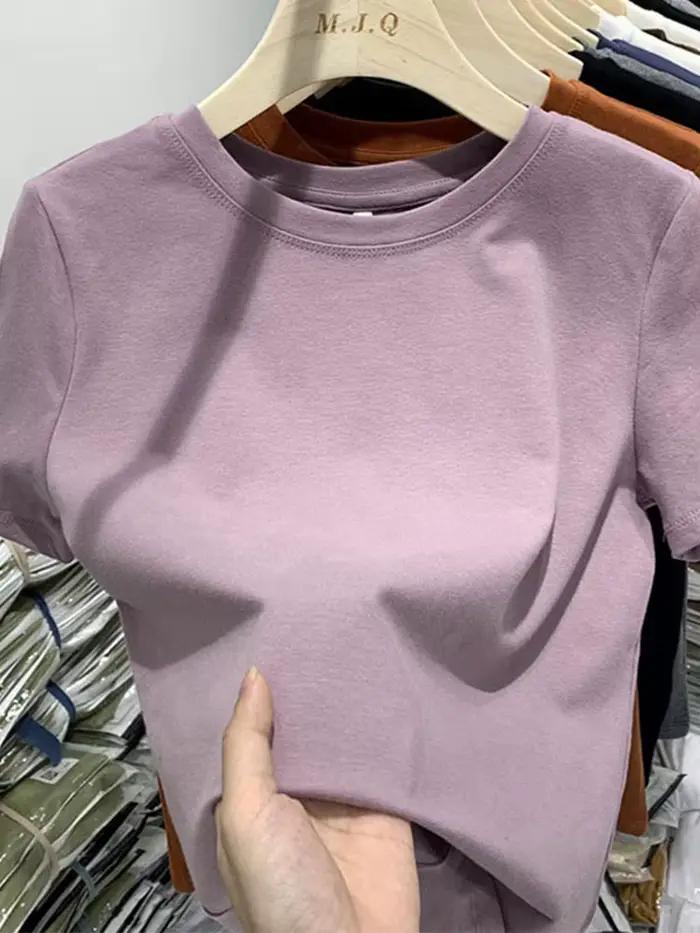 T-Shirt à Manches Courtes en Coton Blanc pour Femme et Fille, Vêtement Sexy, Y2k, Printemps