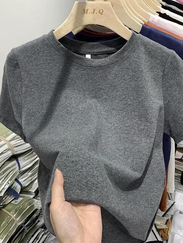 T-Shirt à Manches Courtes en Coton Blanc pour Femme et Fille, Vêtement Sexy, Y2k, Printemps