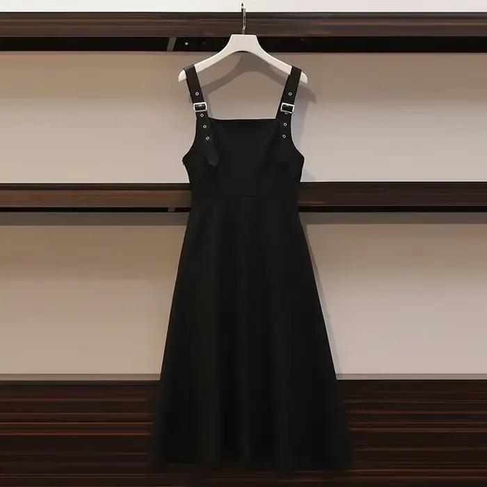 Ensemble deux pièces grande taille pour femmes, costume printemps et automne, chemise + robe à la mo