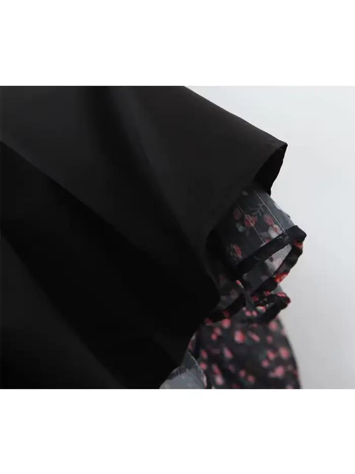 YENKYE automne mode femmes Vintage imprimé fleuri robe en mousseline de soie Sexy Semi-transparent à