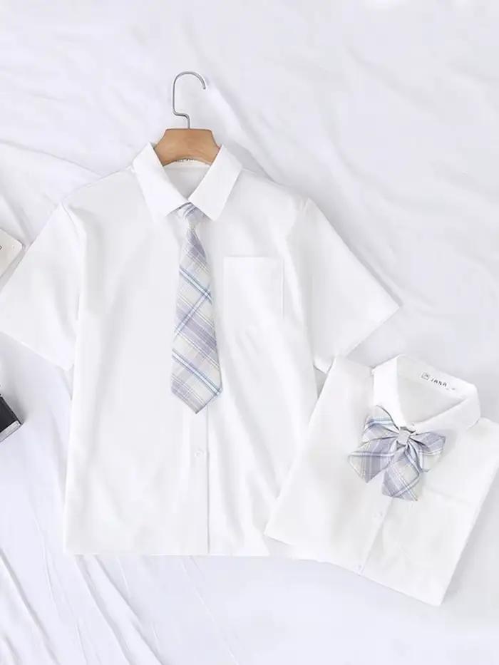 JMPRS – chemise blanche d'été pour femmes, manches courtes, Style JK Preppy, japon, filles, hauts Ha