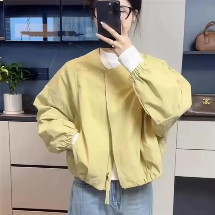Veste Courte Décontractée Femme Col Rond Couleur Unie Style Coréen Nouvelle Collection Printemps 202