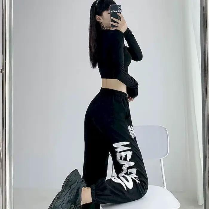 Jazz – pantalon décontracté à lacets pour femme, avec lettres imprimées, style urbain, Vintage, surv