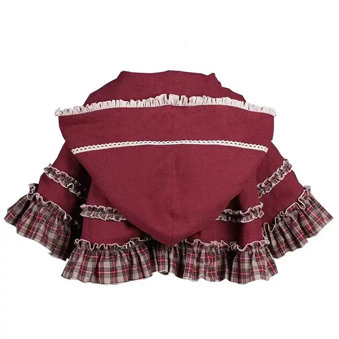 Robe Lolita pour filles, Vintage, Patchwork, robes rouges avec cape, mignonne, Bing Cosplay, petit c