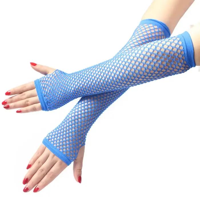 Femmes mode néon résille sans doigts longs gants jambe bras manchette tenue de fête déguisement pour