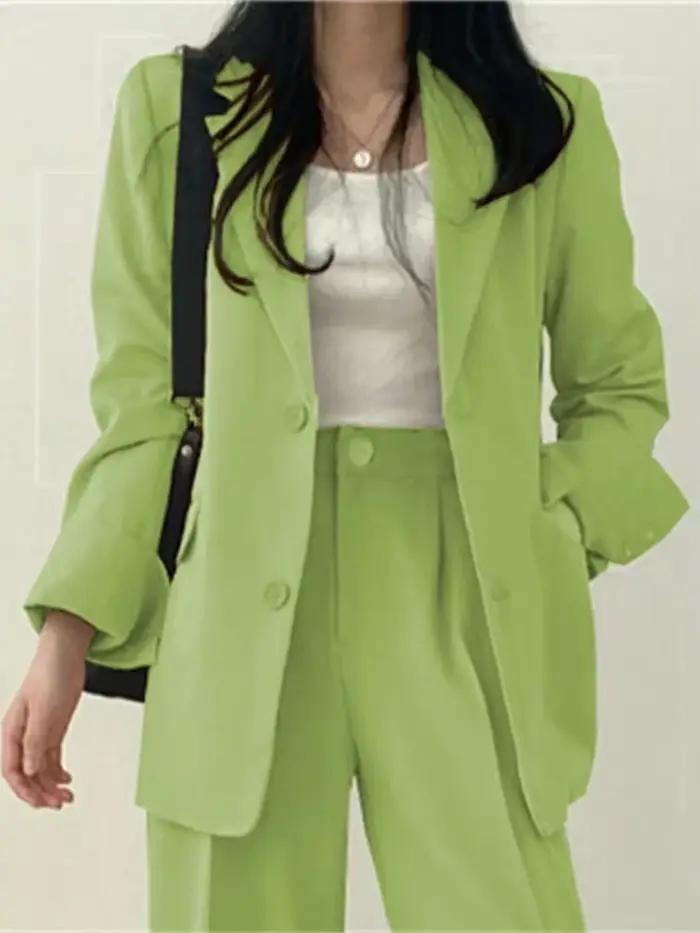 Nouveauté Printemps-Automne : Ensembles 2 Pièces Femme Style Coréen – Pantalon et Veste Élégante pou