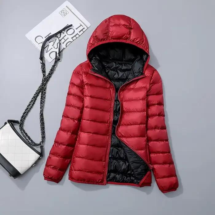 Doudoune Courte à Capuche Double Face pour Femme, Manteau Ultra observateur et Pliable, Grande Taill