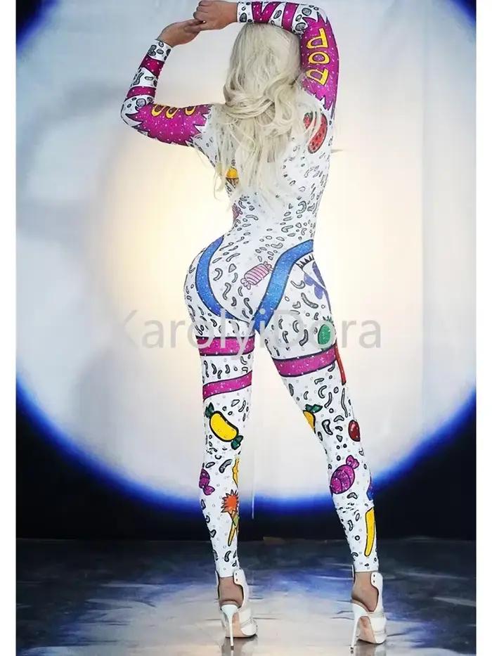 Costumes de Performance avec Strass Brillants pour Femme, Robe de brevSexy et Colorée, Dessin Animé,