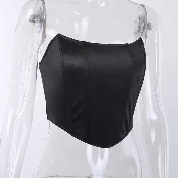 Corset Sexy en velours sans manches, épaules dénudées, mode, haut court, gilet, sous-vêtements fémin