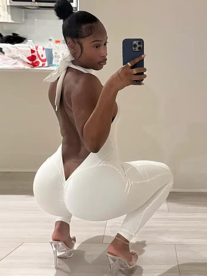 Sisterlinda Y2K Sexy pêche fesses combinaison femmes dos nu licou sans manches Fitness maigre Stretc