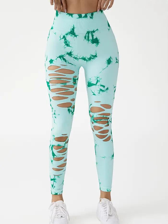 Mode femme sans couture cravate colorant SkinnyYoga pantalon nouveau décontracté évider taille haute