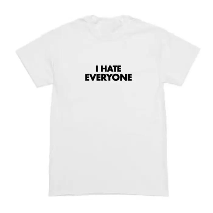 Je déteste tout le monde lettres rétro Harajuku Vintage surdimensionné t-shirt rue été à manches cou