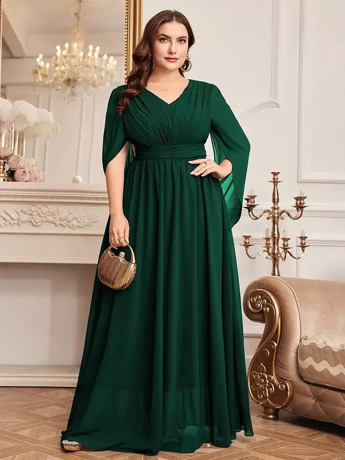 TOLEEN-Robes monochromes à col en V pour femmes, ceinture ornée, luxe, élégant, soirée, Rh, fête, de