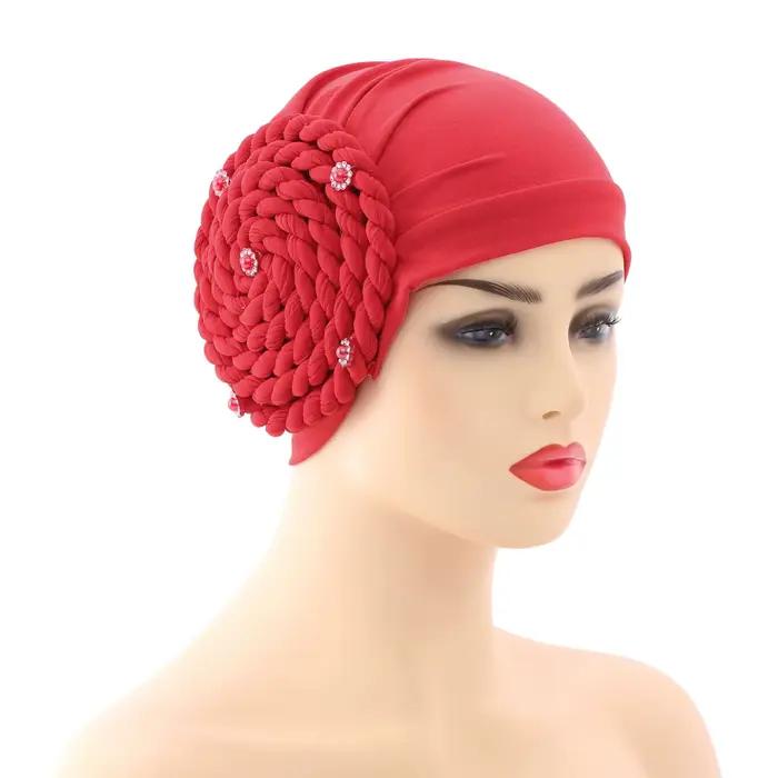 Diamants tresses Turban chapeau pour femmes musulman foulard Bonnet femme intérieur Hijabs arabe ban