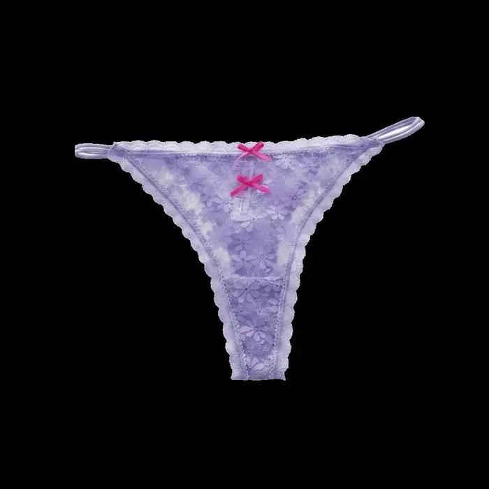 Culotte string transparente en dentelle pour femme, style doux, sans couture, avec découpes, fines b