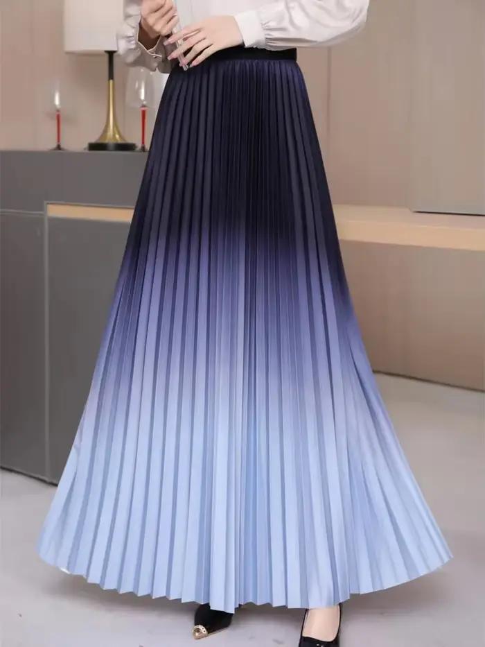 Jupe longue plissée longueur au sol pour femme, maxi, décontractée, patchwork, élégante, document ni
