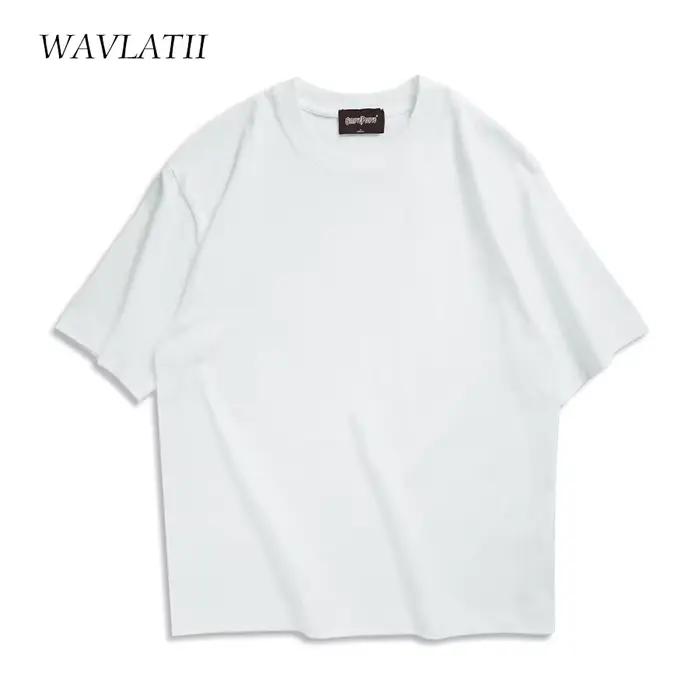 WAVLATII surdimensionné été t-shirts pour femmes hommes marron décontracté femme coréen Streetwear t