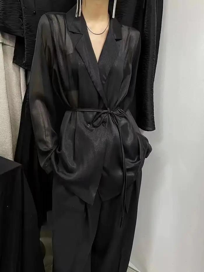 Blazers de bureau à lacets pour femmes, crème solaire, tempérament chic défini, doux, pur, cranté, m