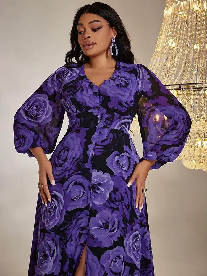 TOLEEN-Robe longue en mousseline de soie pour femme, tenue élégante et décontractée, grande taille,