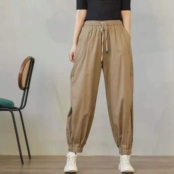 Pantalon décontracté grande taille pour femme, vêtements de travail taille haute, pantalon de sport