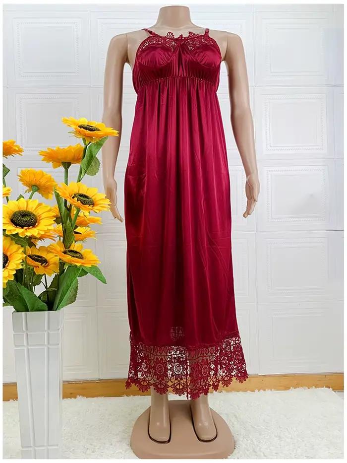 Dernières femmes africaines Sexy élégant dentelle broderie pyjamas soie confortable Sexy chemise de